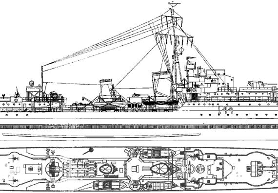 Эсминец HMAS Warramunga 1945 [Destroyer] - чертежи, габариты, рисунки